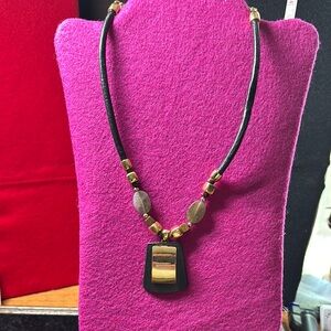 Chicos black and gold necklace